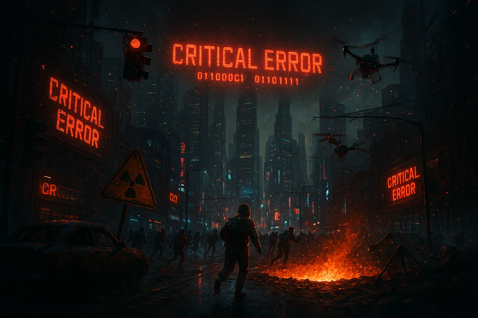 A bustling futuristi